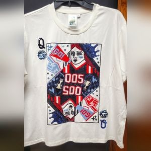 QUEEN OF SPARKLES  NAVY/RED/POWDER BLUE CARD TEE